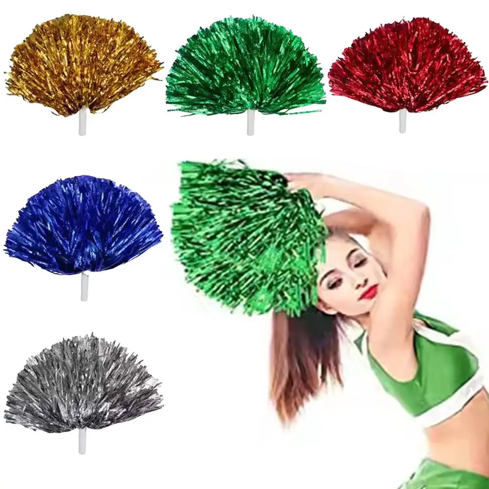 Children's Cheerleading Pom Poms with Handle Cheer Balls Gold Yellow Pink Red Green Blue for Women Girl Kids Pompoms Access M9E3