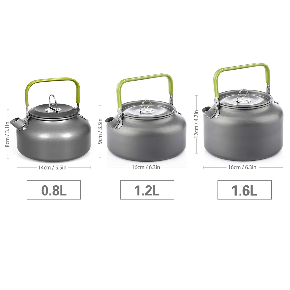 Aluminum Tea Kettle For Outdoor Camping Hiking Fishing Picnic 0.8L 1.2L 1.6L coffee kettle water kettle outdoor pot camping cookware