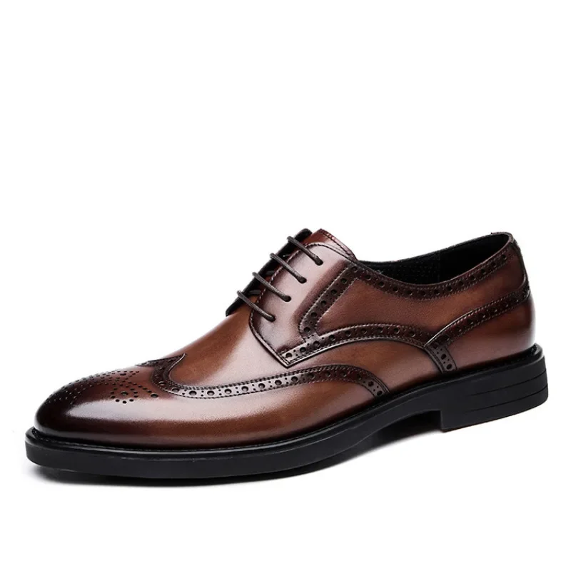 Carved Block Leather Shoe Allmatch Business Dress Shoe Men Wedding Banquet Social Male British Luxury Men