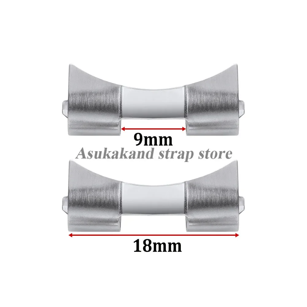 Enhanced Stainless Steel Watch Band Connector with Curved End Link - Multiple Sizes
