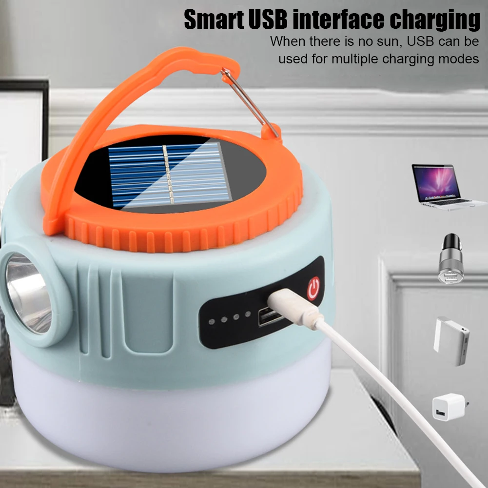 야외 LED 조명, 텐트 조명 랜턴, 태양열 USB 충전식, 리모컨 하이킹 낚시 방수, 300LM, 1200mAh