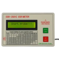 New ESR2501C Capacitor ESR DCR Tester Test In Circuit Capacitance Meter With Test Leads Clip Battery 2