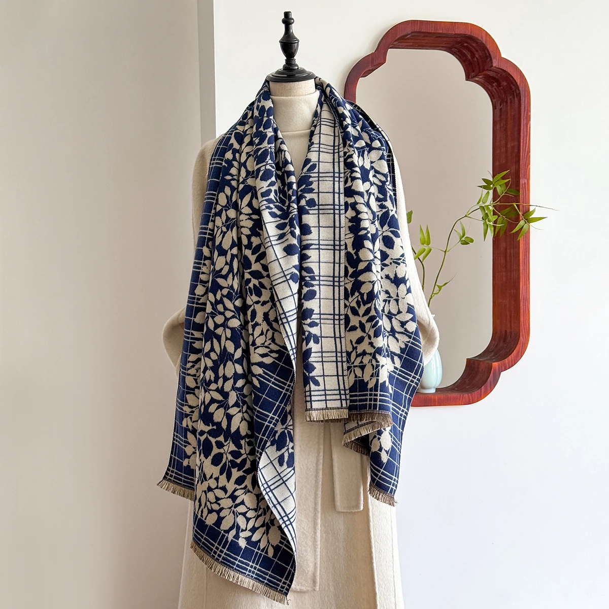 2025 Women's Luxury Brand Winter Cashmere Scarf - Tasseled Damask Printed Pashmina Shawl, Warm Wrap & Foulard Poncho