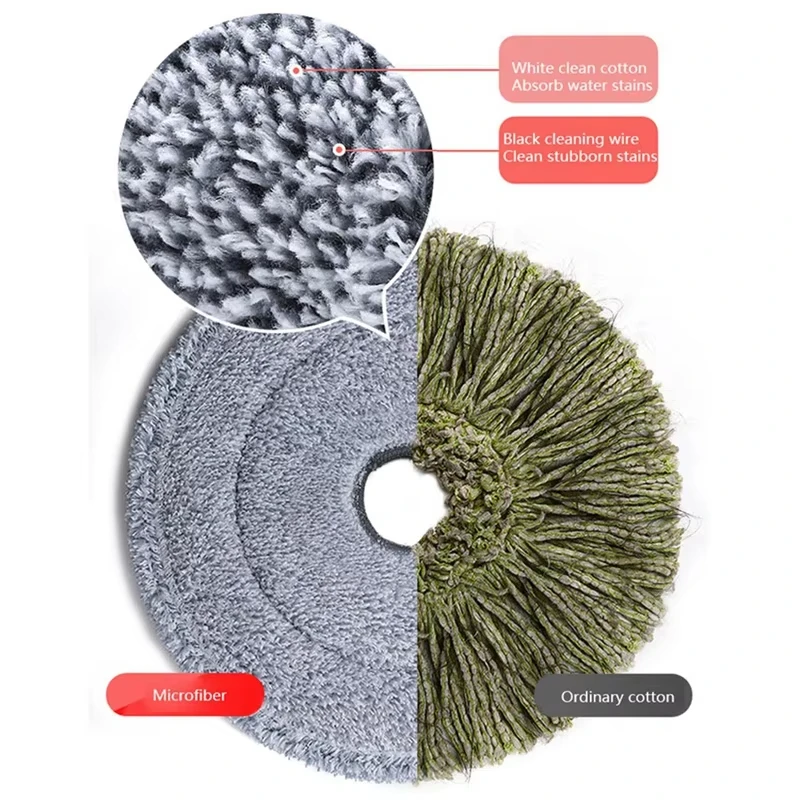 1-10pcs Round MOP Head Cloth Spin Wring for Cleaning Floors Pad Home Replacement Universal Accessories 360 Rotating Barrel Towel 4