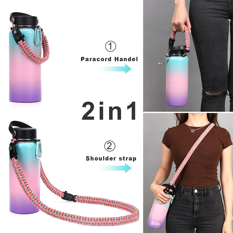 2 in1 Insulated Cup Creative Safety Ring Buckle Handheld Water Cup Sports Travel Portable Can Be Crossbody Insulated Gift