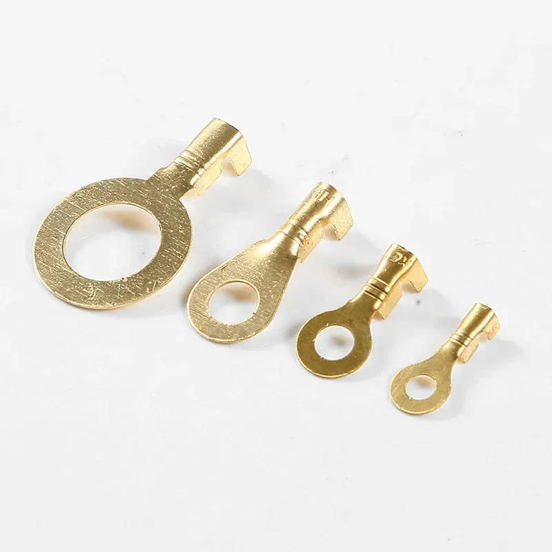 Wire connectors terminal connector copper wire lugs 100PCS M3/M4/M5/M6/M8/M10 Ring Lugs Ring Eyes Copper Crimp Terminals Cable Lug Non-insulated Diy Assortment Kit