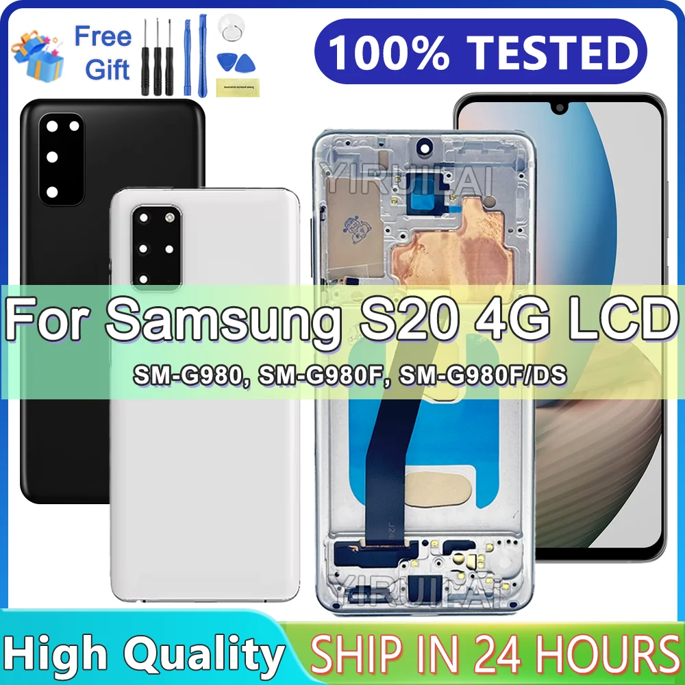 LCD Display Screen TFT Screen Touch Panel Digitizer Assembly Replacement with Frame for Samsung Galaxy S20 G981F G980 SM-G980F/DS