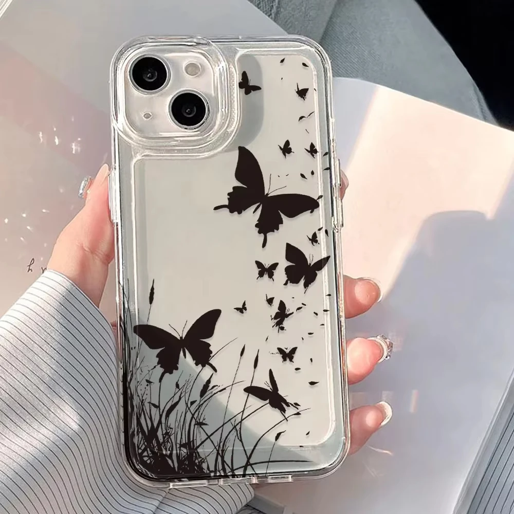 Pink Butterfly Soft Clear Phone Case - Elegant Design Cover