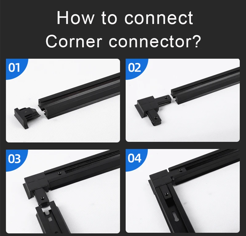 Track Light Rail Set 2 Wire Lighting Fixture 0.5M 1M Spot Led Track Lamp for Living Room Straight/L Shape Connectors Ceiling Box