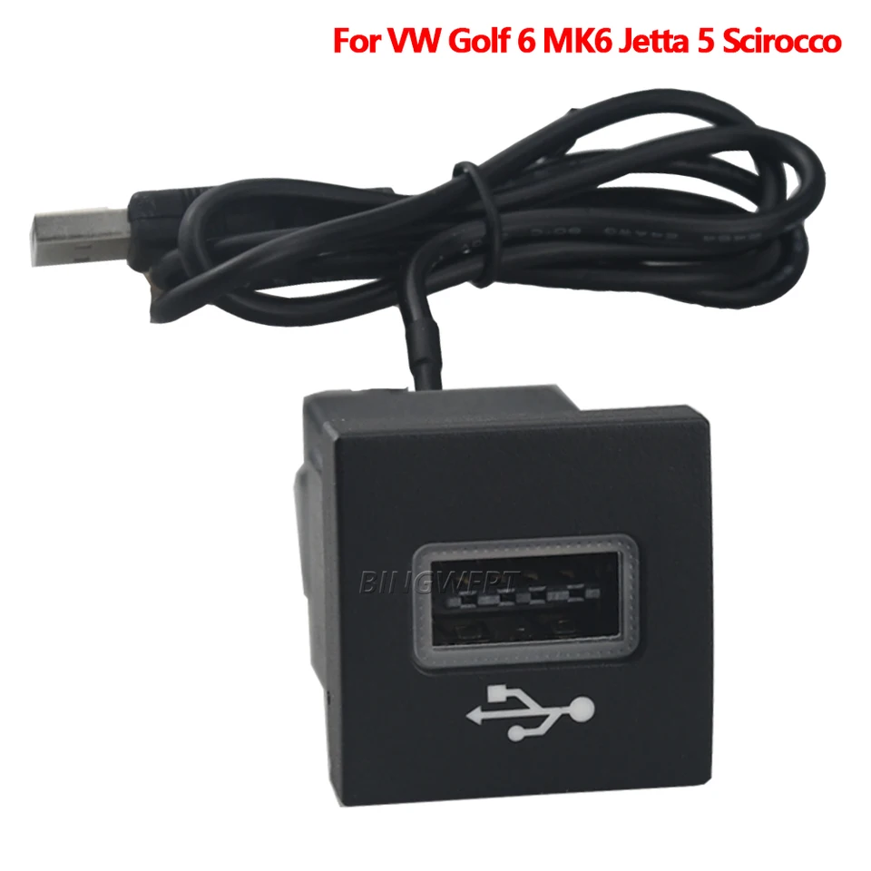 WUPEDI Auto USB AUX Schalter Kabel USB Audio Adapter RCD510 RNS315, for Passat B6 B7, for Golf 5 MK5, for Golf 6 MK6, for Jetta 5 MK5 USB-Buchse für die Mittelkonsole