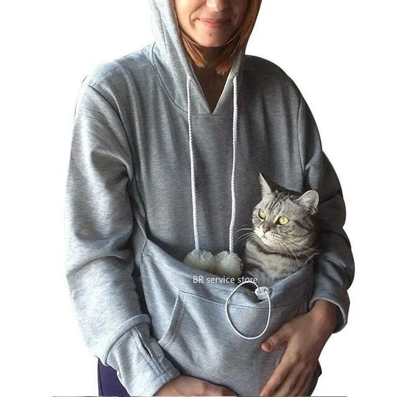Sweatshirt Cat Hoodie Pouch Casual Unisex Oversize Cat Kangaroo Pocket Sweatershirt Carry Jumper Pullover - AliExpress