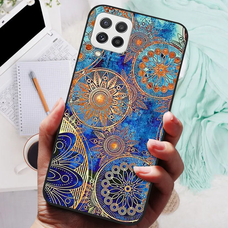 Black Silicone Soft Case with Lion and Wolf Design - Protective Shell for Samsung Galaxy A22/A22s 5G