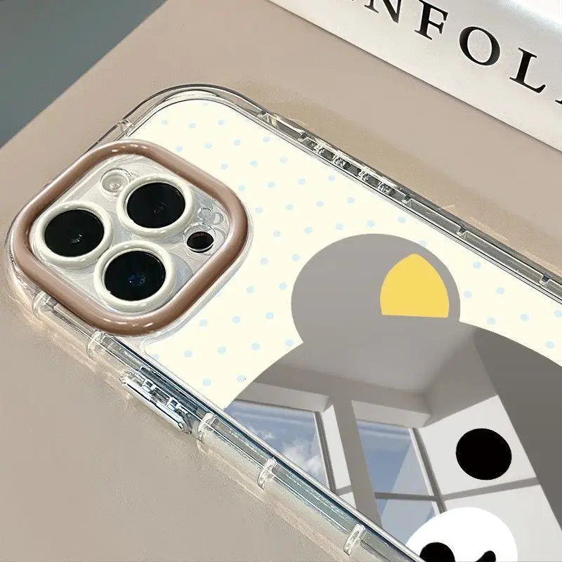 Polka Dot Rilakkuma Phone Case with Mirror - Cute Anti-Fall Protective Cover