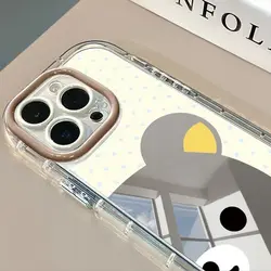 Polka Dot Rilakkuma Phone Case with Mirror - Cute Anti - Fall Protective Cover for iPhone 15 (1pcs)