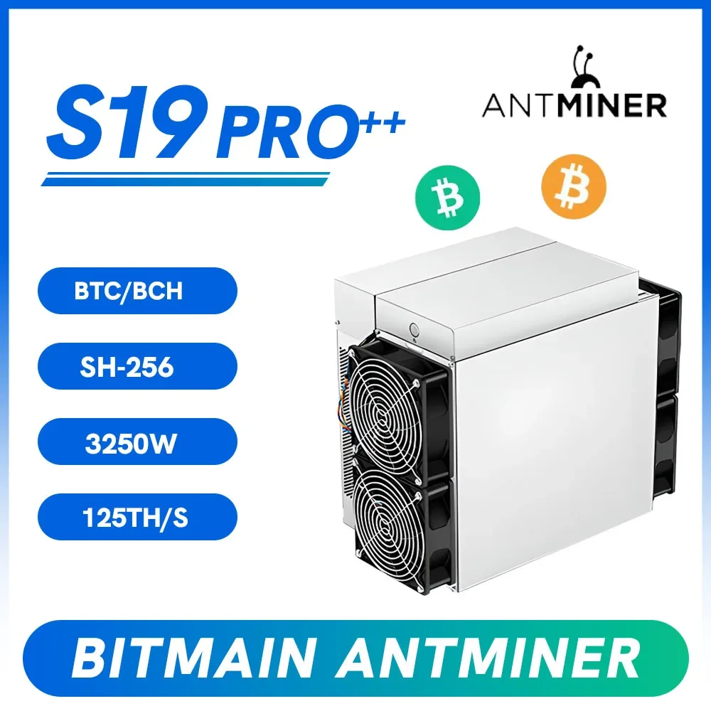 Antminer 비트메인 채굴 기계, 비트메인 Asic 채굴기, PSU 포함, BTC BCH 125TH/s 3250 W/h  SHA-256, S19 Pro ++, 신제품 - AliExpress