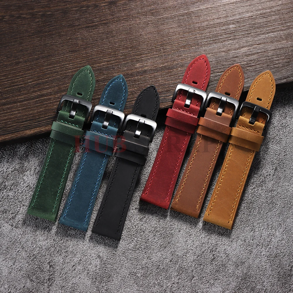 Calfskin Genuine Leather Watchbands - Premium Black & Brown Smartwatch Strap Collection