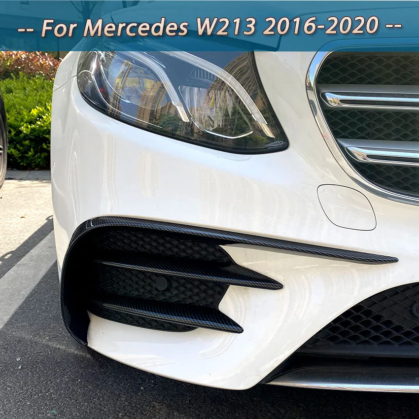 

Gloss Black Front Bumper Lip Splitter Spoiler Fog Light Trim Tuning For Mercedes-Benz E-Class W213 E260 E300 E53 AMG 2016-2020