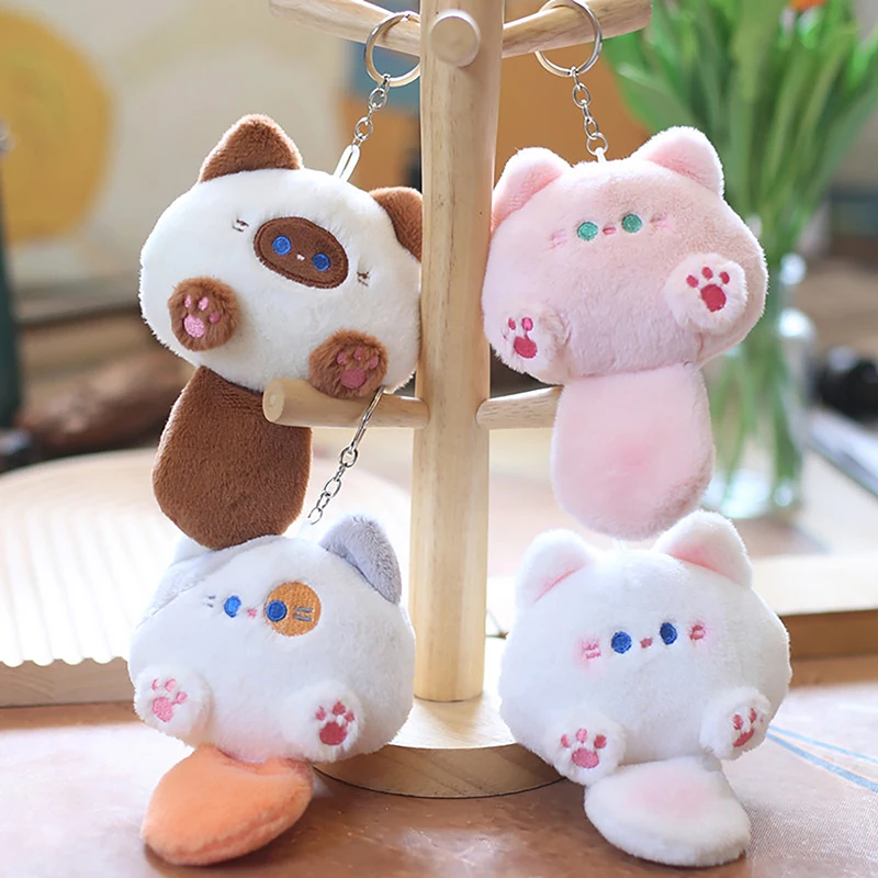 Cute Fur Ball Keychain Cat Soft Pompom Animal Tail Hair Ball Car Keychain Girls Toys Kids Gifts Accessories 3