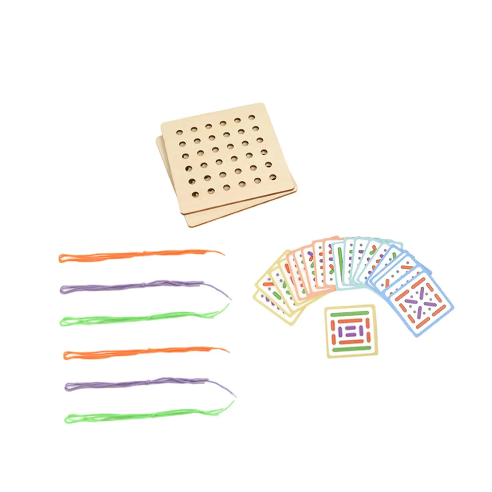 Wooden Threading Toy Kids Valentines Gifts Rope Threading Game Double Sided