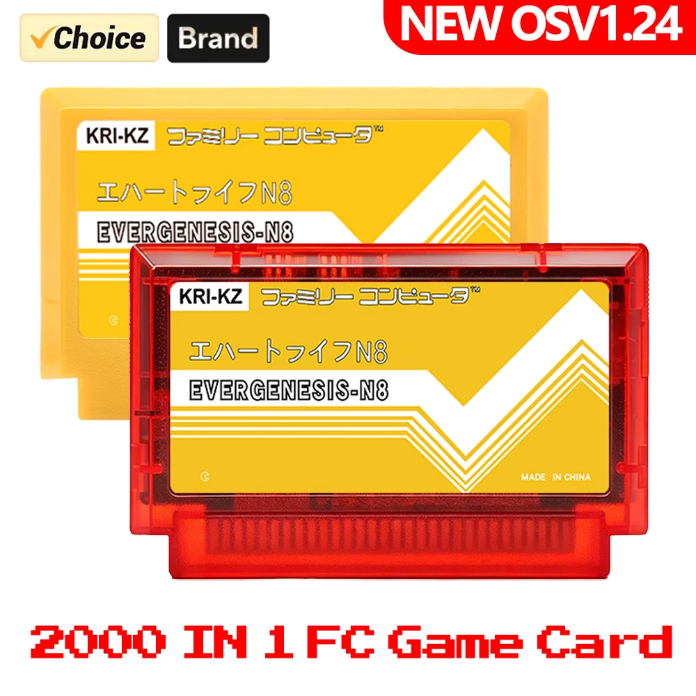Novo Cartão de Jogo FC N8 Versão OS V1.24 com Suporte para 177 Mappers e 2000 em 1 FlashCard para Console de Videogame Original Family Computer 8bit