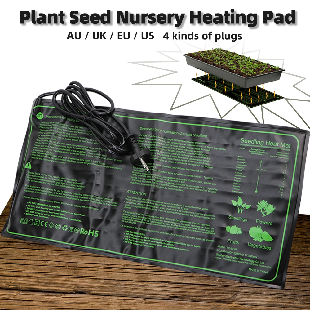 Seedling Heating Pad Waterproof Seed Plant Reproduction Cloning Germination Starter Mat 2 Sizes 100/ 17.5Watt Garden Supplies