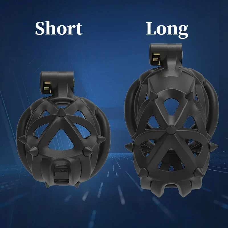 New Male Chastity Restraint with Double Headed Soft Spikes Breathable CB Lock Lightweight Cock Cage BDSM Adult Play 18+