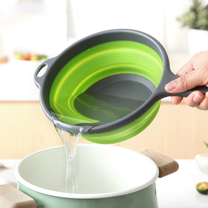 1400ML Creative Folding Kichen Water Scoop TPR Long Handle Collapsible Water Ladle Bathing Spoon, Portable Outdoor Scoops