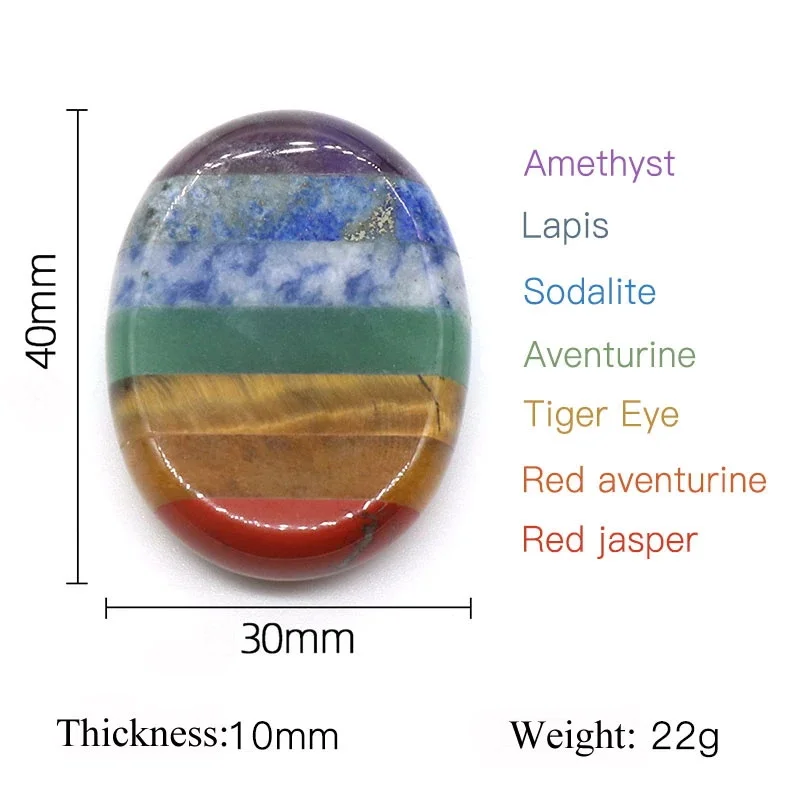 Thumb Worry Stone Chakra Worry Stone per la guarigione di cristalli arcobaleno e rocce curative gemme di cristallo naturale sollievo dallo Stress dall'ansia