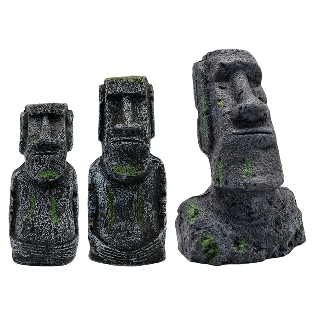 Easter Island Stone Figures Fish Tank Moai Landscape Aquascaping Moai Figures