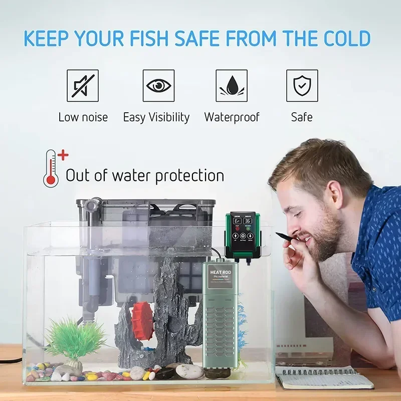 

Fish Tank Aquarium Water Heater Display Temperature LCD Submersible Constant Auto Rod Heating Adjustable