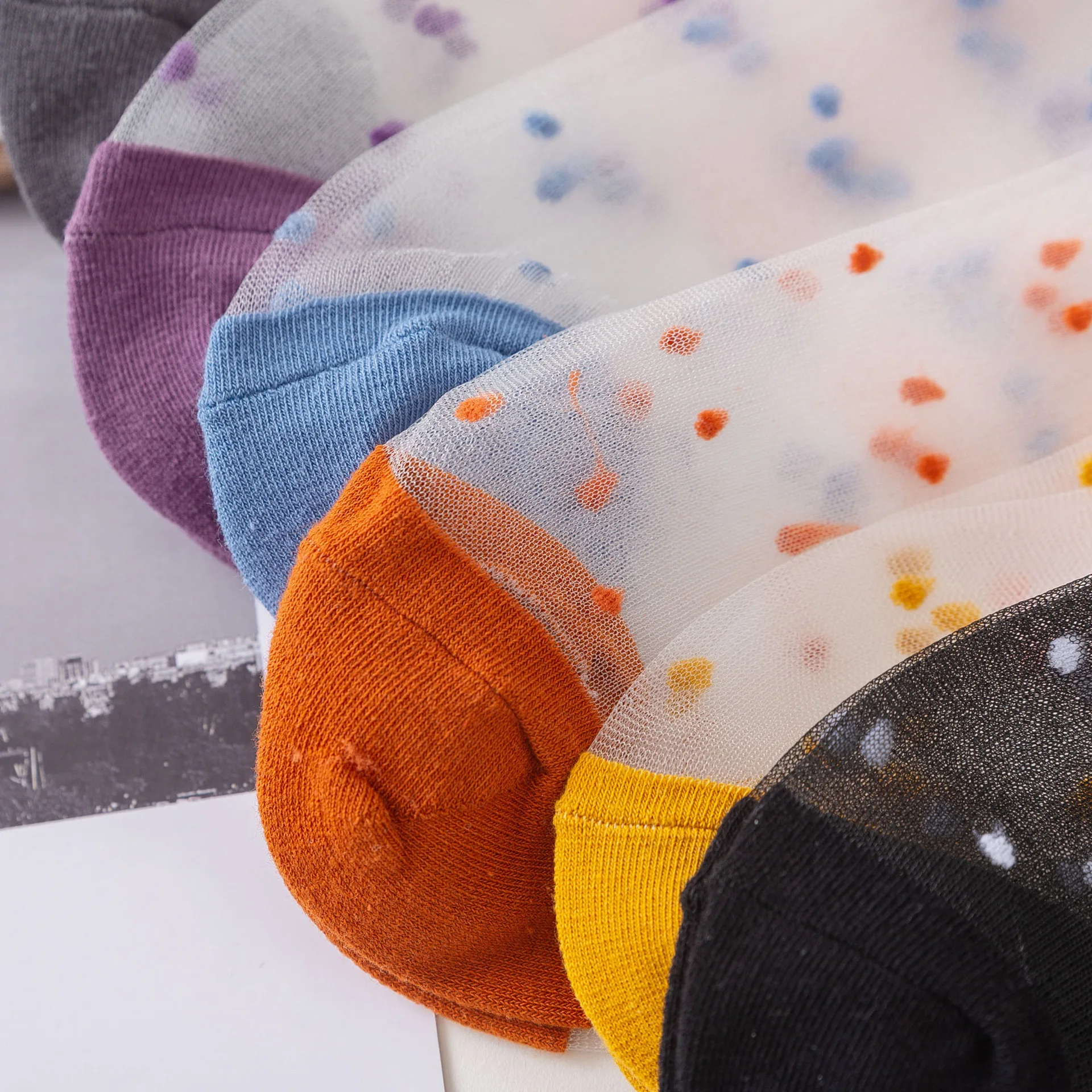 Polka Dot Lace Socks - Womens Summer Thin Transparent Ultra Socks