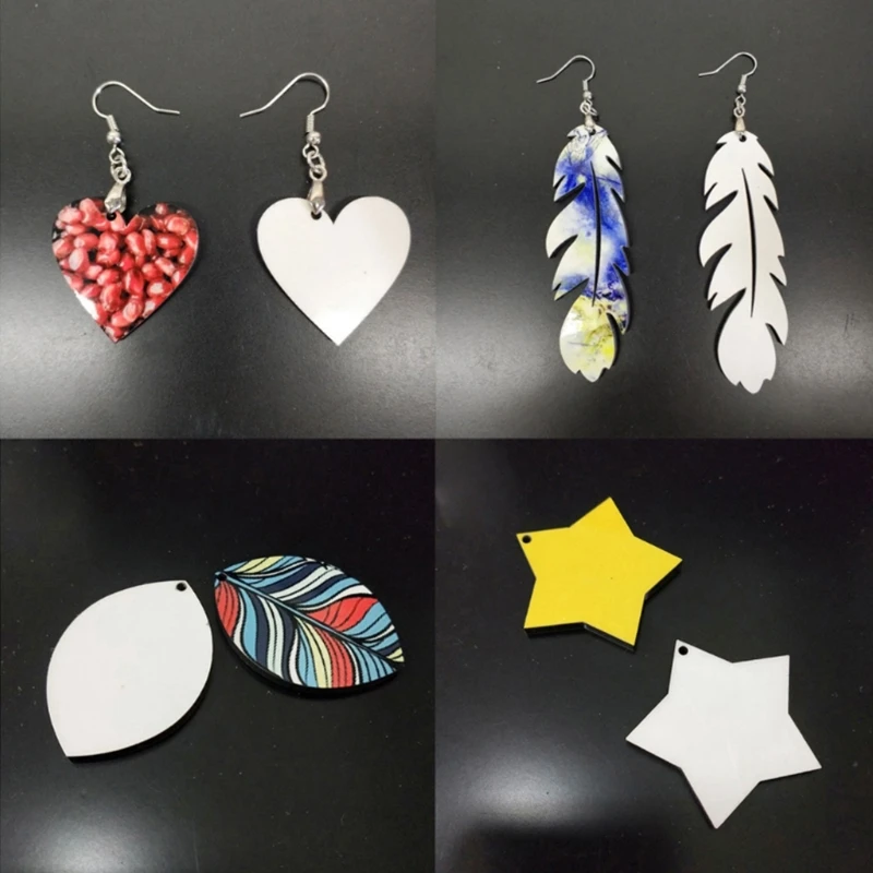 

16 Pairs Sublimation Blank Keychains Thermal Transfer for Key Chain Double-Side Printed MDF Keyrings for Key Tags with Split for