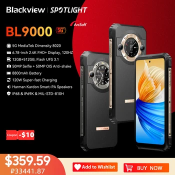 Blackview BL9000 5G 견고한 스마트폰, 6.78 인치 2.4K FHD + 12 + 12GB 512GB 휴대폰, 50MP 8800mAh 120W 듀얼 디스플레이, 월드 프리미어