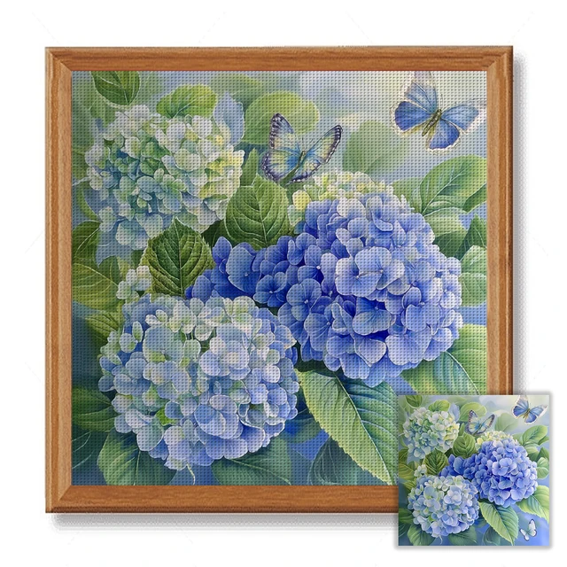 Fil de coton écologique à broder complet 11CT, Kit de point de croix imprimé la famille des fleurs, Art 40x40cm 2