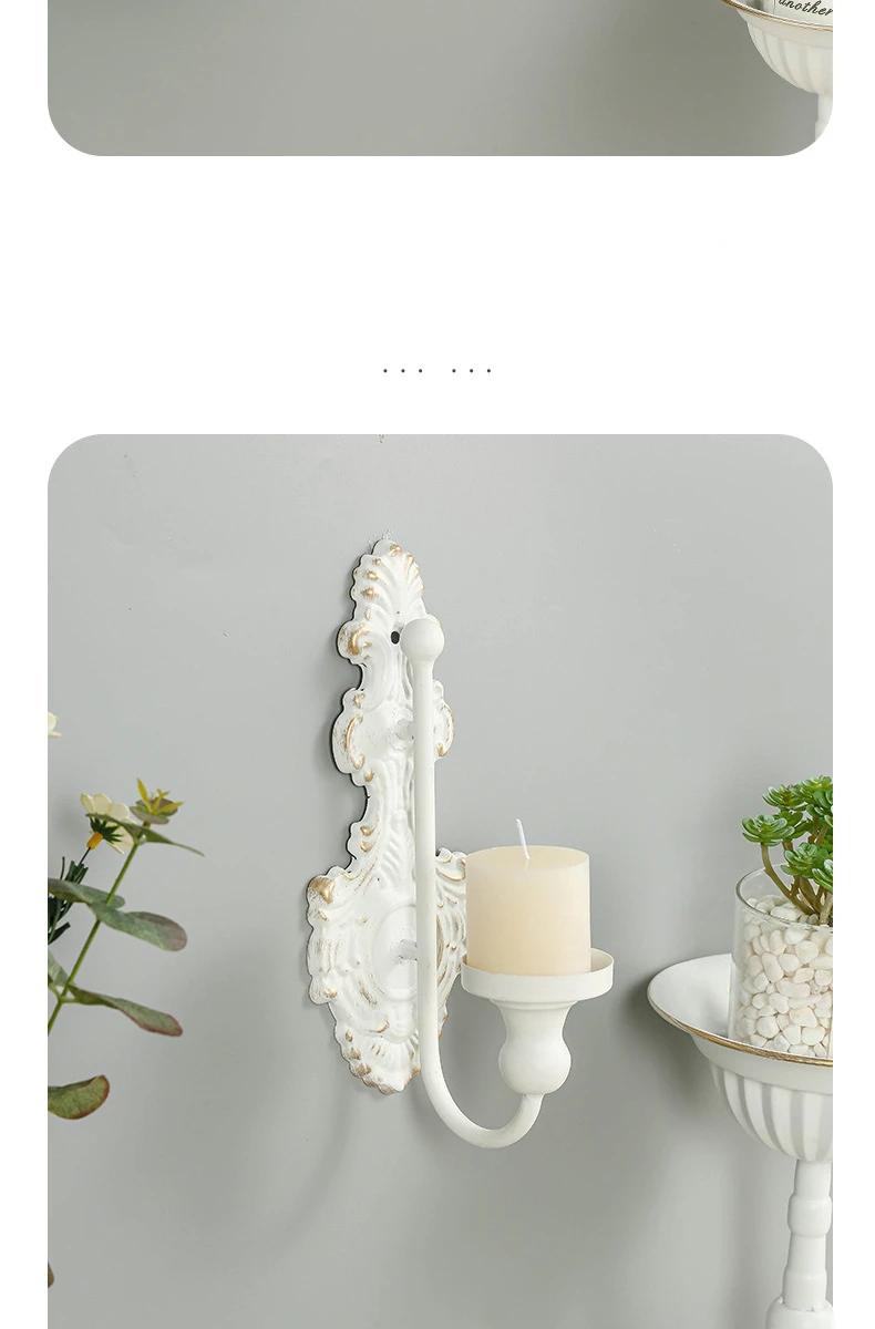 Portacandele Da Parete In Metallo - Applique Decorativa Per Candele Coniche, Design Elegante E Vintage - Foto 8