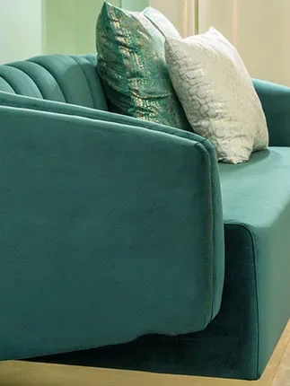 Retro simple three person sofa villa bedroom green sofa light luxury living room multi person combination