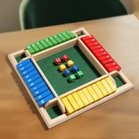Four-Sided Flip Card Games Intellectual Educational Game Box Dice Toys Parent-Child Games Shut Wooden Number Game Board Games 1