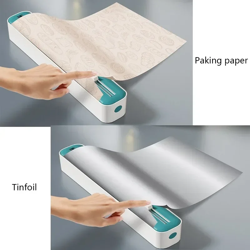 Plastic Wrap Cutter Multifunction Plastic Wrap Tin Foil Paper Storage Box Wall Mounted Refrigerator Storage Rack Kitchen Supply plastic wrap cutter cling film cutter
