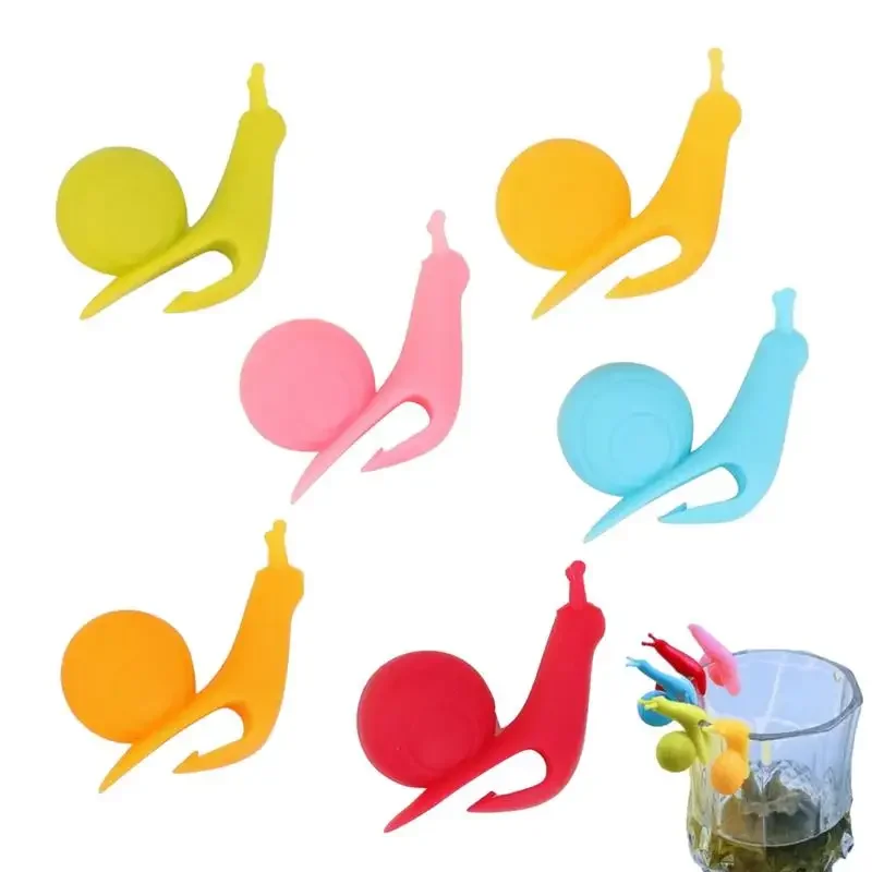 Tea Bag Holders For Cup 6pcs Drink Marker Tea Accessories Food Grade Silicone Waterproof Different Colors Silicone Drink Marker
