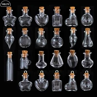 10PCS Mini Glass Bottle Miniature Bottle Mini Cork Glass Vials DIY Mini Wishing Drifting Bottle Wedding Party Decor Glass Jars 2