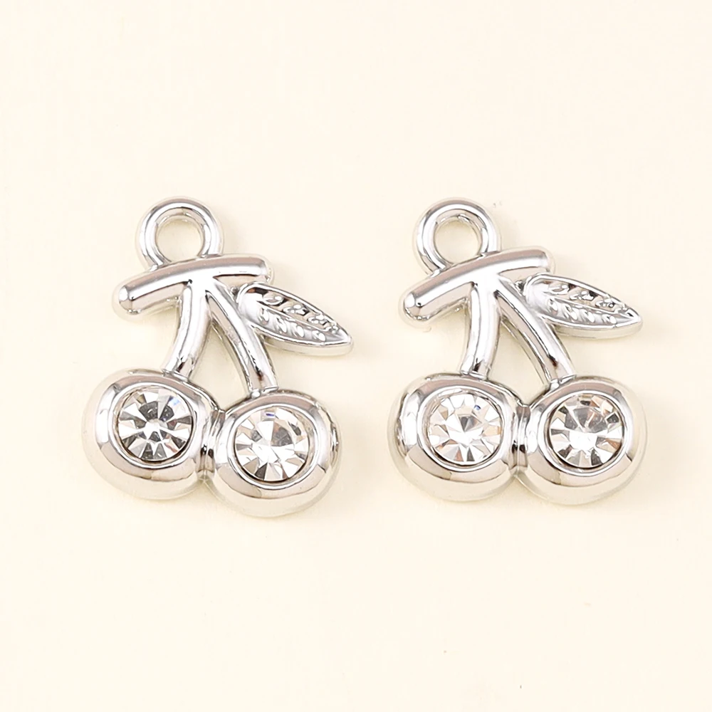 Exquisite Red Cherry Charms for DIY Jewelry Creations - Set of 5