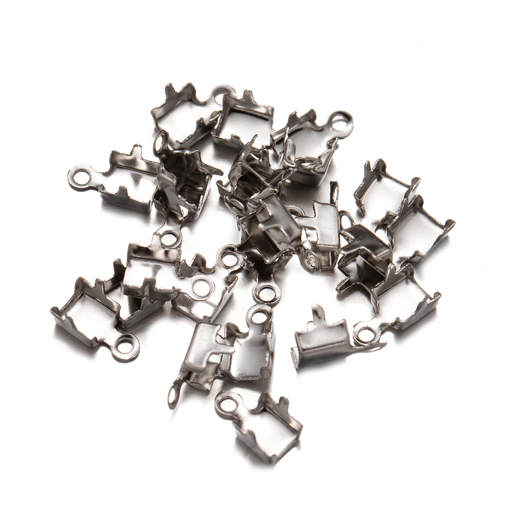 50 Stück Edelstahl Fold Over Cord End Terminators Crimp Tip Cap für DIY Leder Seil Armband Halskette Handwerk Schmuckherstellung – Detail 6