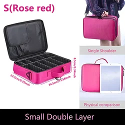 Professional Travel Makeup Case - Large Capacity Beauty Organizer and Cosmetic Storage (S(Rose Red))