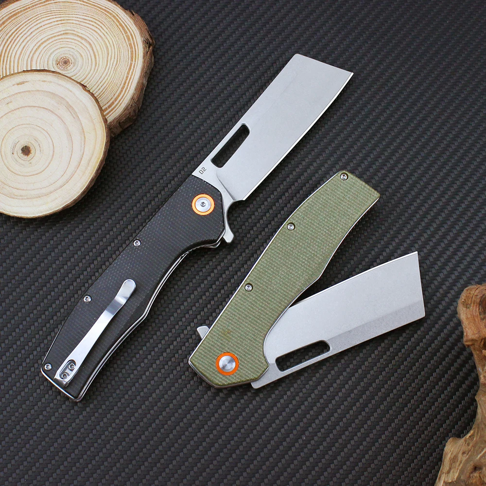 GT955 Folding Pocket Knife D2 Blade Micarta Handle Multipurpose Camping Knives Outdoor Professional Tactical Hunting EDC Knife 4
