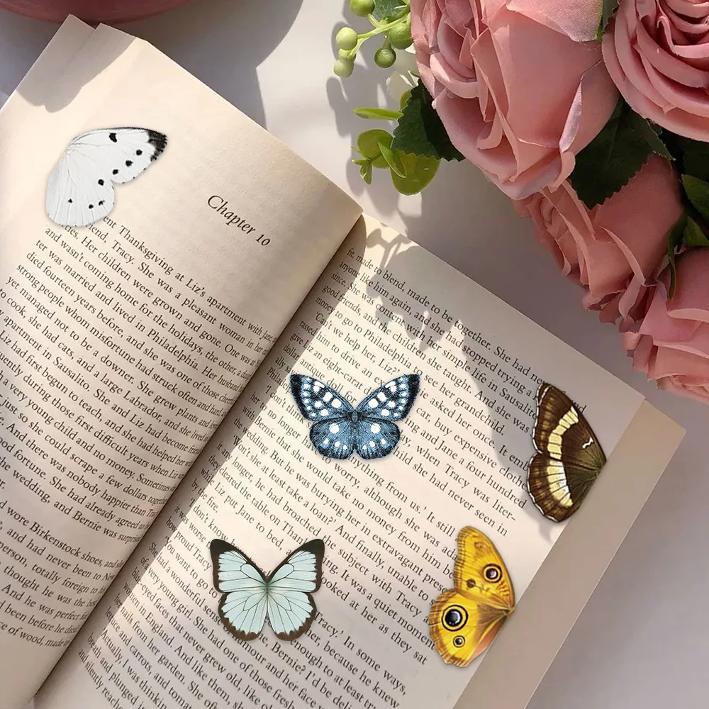 5PCS Vintage Butterfly Art Magnetic Folding Bookmark Book Marking Page Clip DIY Student Stationery Creative Gifts