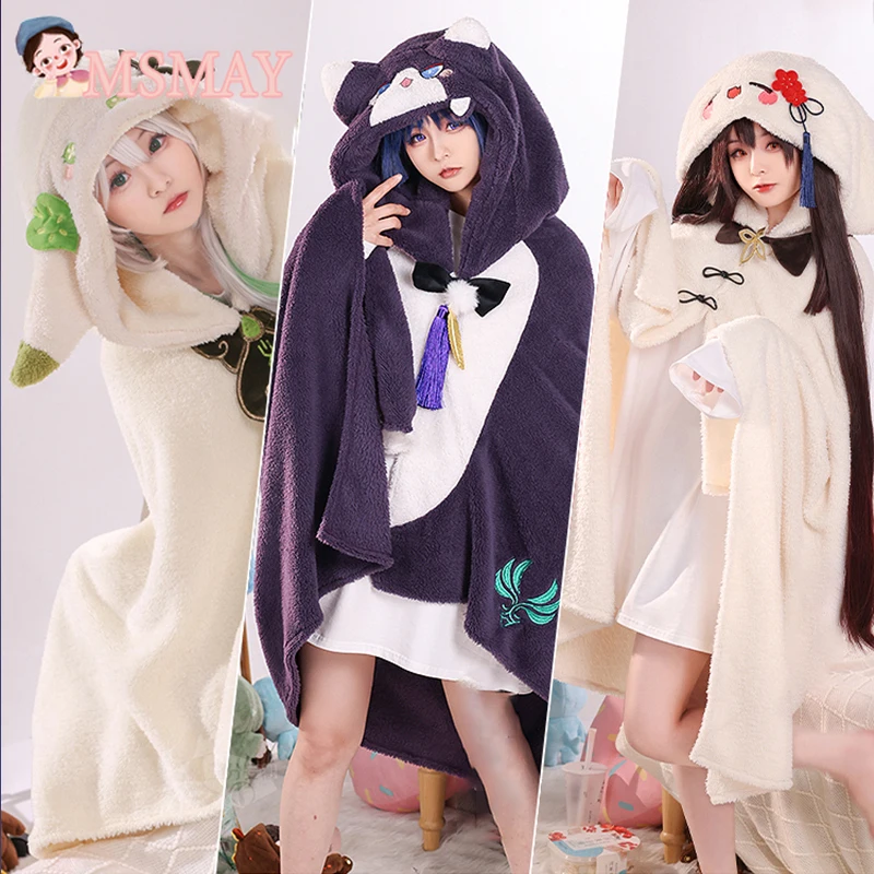 

Game Genshin Impact Hutao/Scaramouche/Nahida Cosplay Costume Summer Air Conditioning Blanket Flannel Cape Halloween Party Gift