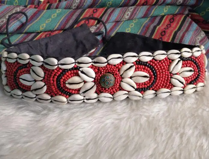 

Chinese Tibetan Belt Women Beading Shell Vintage Ethnic style 6*65CM Dance