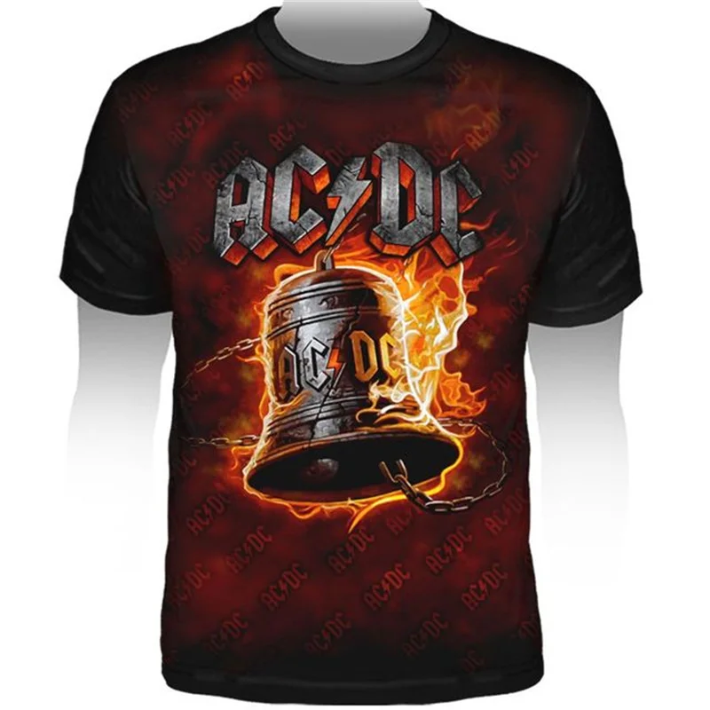 

Summer New AD/DC Rock Band Harajuku Men's T-shirt Hip Hop Fashion Street Clothing Loose Breathable Round Neck Short Sleeve Top