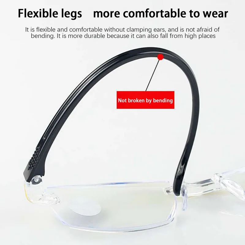 FG Men Rimless Reading Glasses Bifocal Distant and Near Magnifying