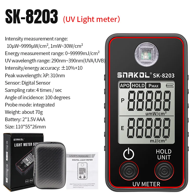 SNAKOL Digital UV Illuminometer Professional UV Tester Ultraviolet Meter uvb Measurement Portable Photometer Uveometro Detector 2